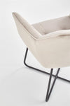 Halmar Scaun tapitat cu stofa si picioare metalice, Kai-377 Velvet Bej Deschis / Negru, l60xA62xH81 cm