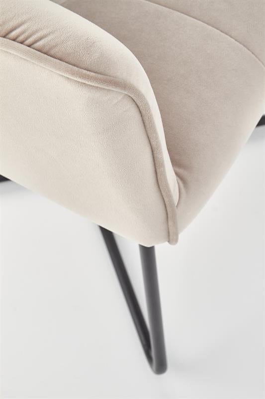 Halmar Scaun tapitat cu stofa si picioare metalice, Kai-377 Velvet Bej Deschis / Negru, l60xA62xH81 cm