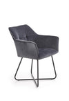 Halmar Scaun tapitat cu stofa si picioare metalice, Kai-377 Velvet Gri / Negru, l60xA62xH81 cm