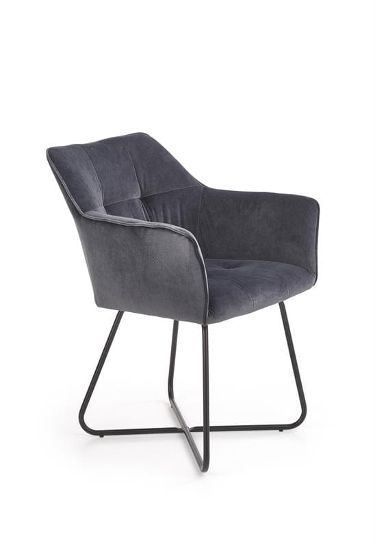 Halmar Scaun tapitat cu stofa si picioare metalice, Kai-377 Velvet Gri / Negru, l60xA62xH81 cm