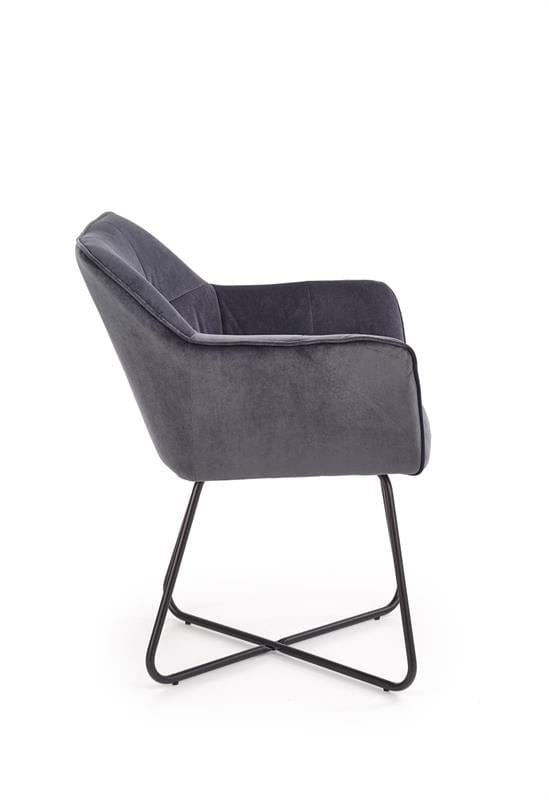 Halmar Scaun tapitat cu stofa si picioare metalice, Kai-377 Velvet Gri / Negru, l60xA62xH81 cm