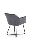 Halmar Scaun tapitat cu stofa si picioare metalice, Kai-377 Velvet Gri / Negru, l60xA62xH81 cm