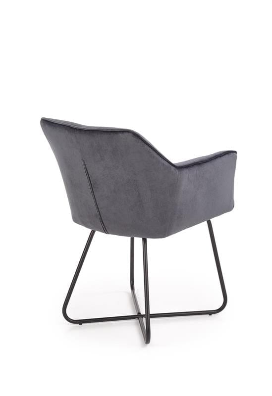 Halmar Scaun tapitat cu stofa si picioare metalice, Kai-377 Velvet Gri / Negru, l60xA62xH81 cm