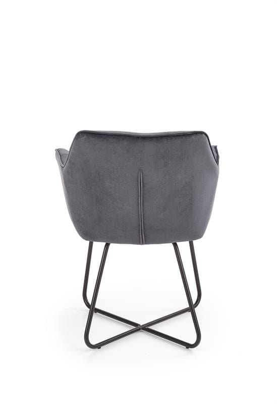 Halmar Scaun tapitat cu stofa si picioare metalice, Kai-377 Velvet Gri / Negru, l60xA62xH81 cm