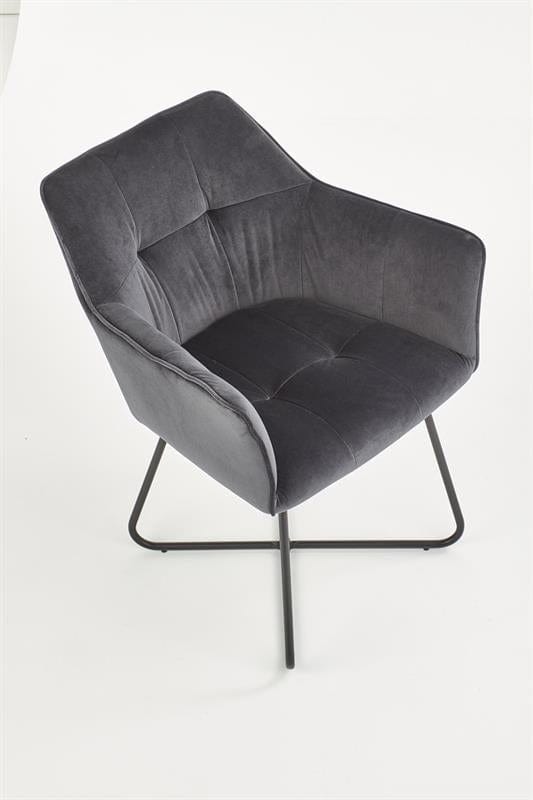 Halmar Scaun tapitat cu stofa si picioare metalice, Kai-377 Velvet Gri / Negru, l60xA62xH81 cm