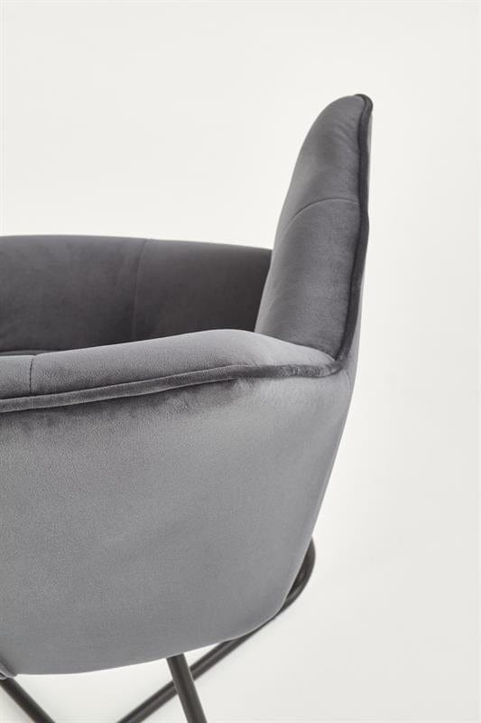 Halmar Scaun tapitat cu stofa si picioare metalice, Kai-377 Velvet Gri / Negru, l60xA62xH81 cm
