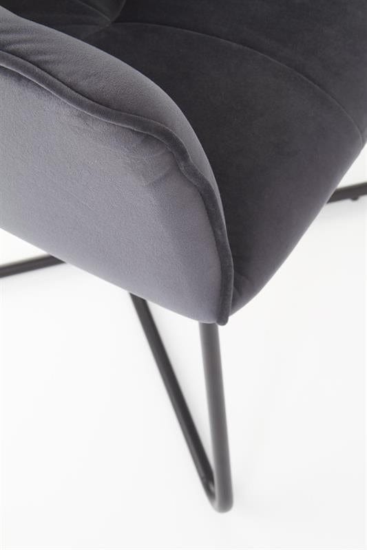Halmar Scaun tapitat cu stofa si picioare metalice, Kai-377 Velvet Gri / Negru, l60xA62xH81 cm