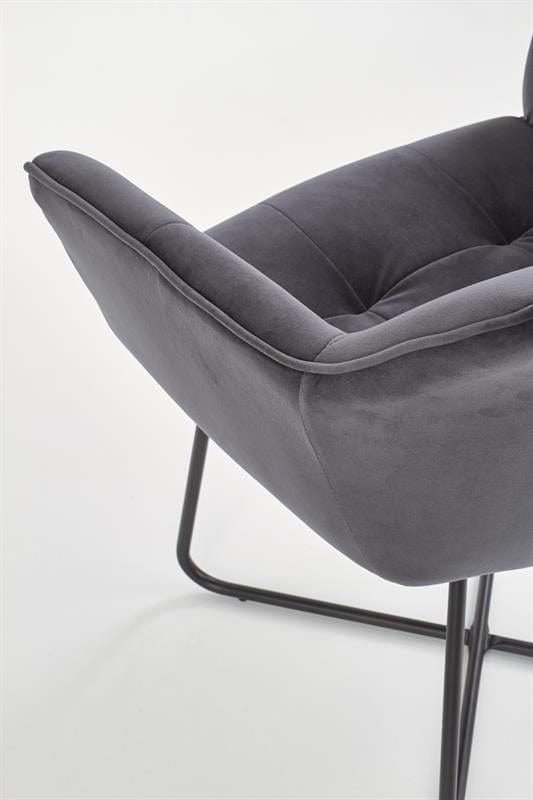 Halmar Scaun tapitat cu stofa si picioare metalice, Kai-377 Velvet Gri / Negru, l60xA62xH81 cm