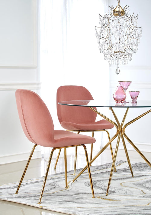 Halmar Scaun tapitat cu stofa si picioare metalice Kai-381 Velvet Roz / Auriu, l48xA58xH88 cm