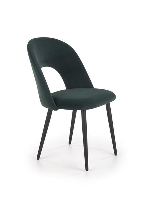 Halmar Scaun tapitat cu stofa si picioare metalice, Kai-384 Velvet Verde Inchis / Negru, l54xA57xH84 cm