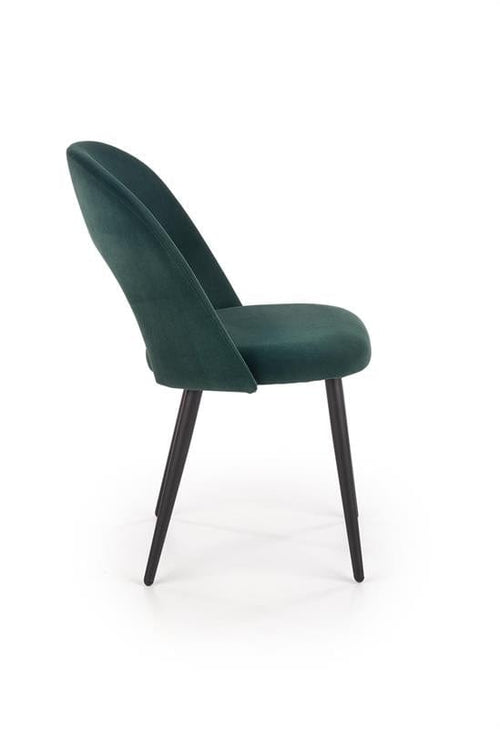 Halmar Scaun tapitat cu stofa si picioare metalice, Kai-384 Velvet Verde Inchis / Negru, l54xA57xH84 cm