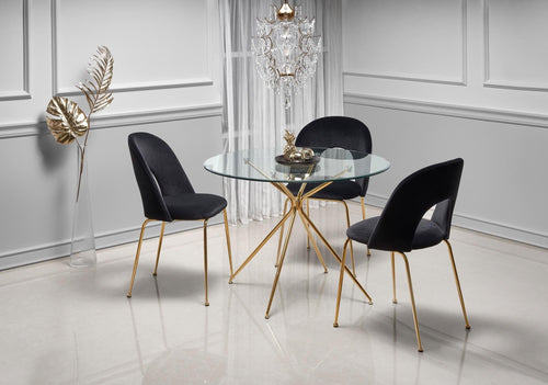 Halmar Scaun tapitat cu stofa si picioare metalice Kai-385 Velvet Negru / Auriu, l54xA59xH88 cm