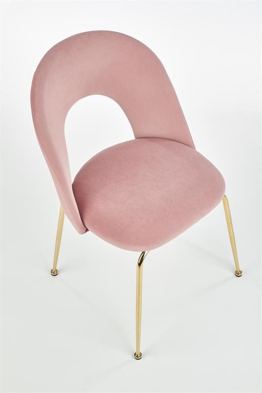 Halmar Scaun tapitat cu stofa si picioare metalice Kai-385 Velvet Roz / Auriu, l54xA59xH88 cm