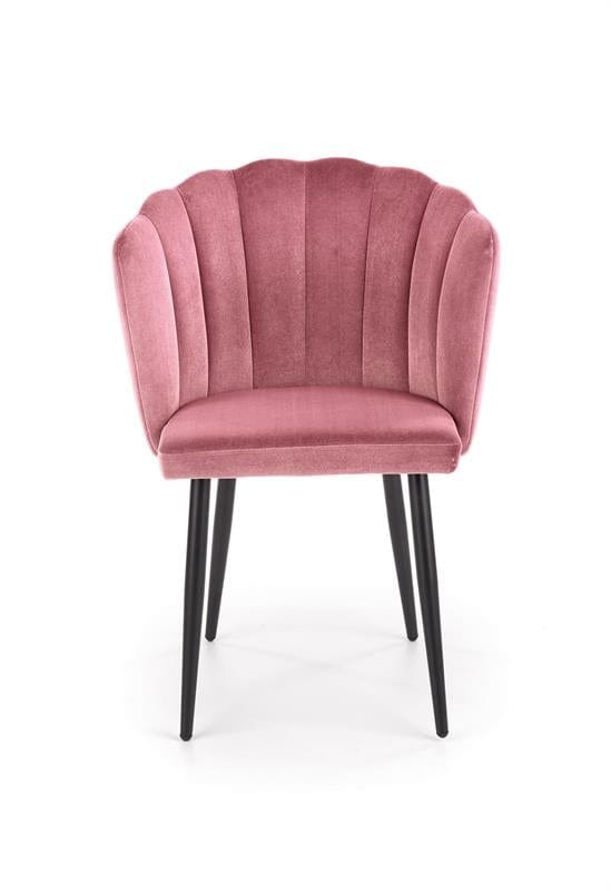 Halmar Scaun tapitat cu stofa si picioare metalice, Kai-386 Velvet Roz / Negru, l60xA58xH84 cm