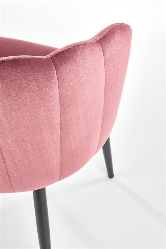 Halmar Scaun tapitat cu stofa si picioare metalice, Kai-386 Velvet Roz / Negru, l60xA58xH84 cm