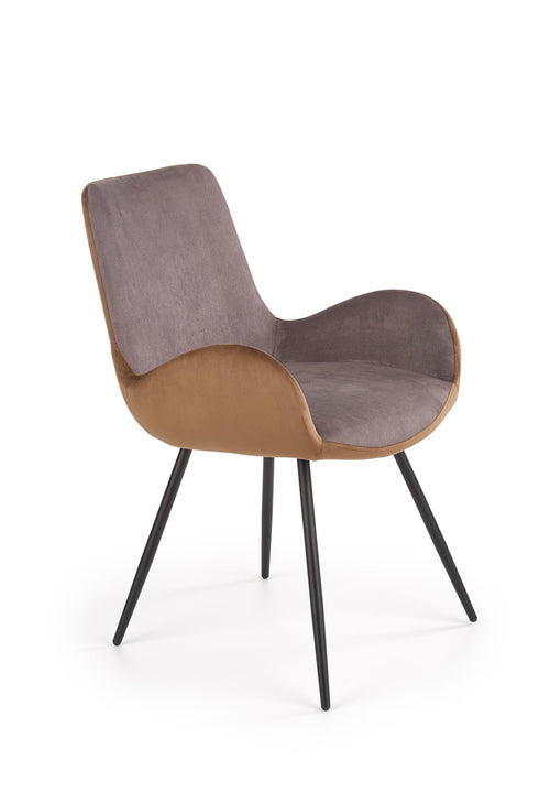 Halmar Scaun tapitat cu stofa si picioare metalice Kai-392 Velvet Gri Inchis / Maro / Negru, l53xA60xH82 cm