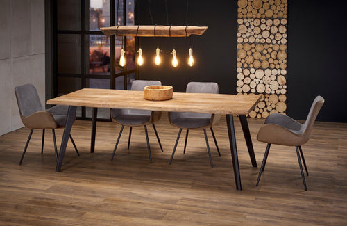 Halmar Scaun tapitat cu stofa si picioare metalice Kai-392 Velvet Gri Inchis / Maro / Negru, l53xA60xH82 cm