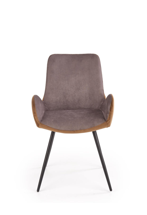 Halmar Scaun tapitat cu stofa si picioare metalice Kai-392 Velvet Gri Inchis / Maro / Negru, l53xA60xH82 cm