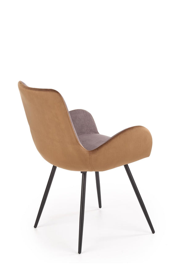 Halmar Scaun tapitat cu stofa si picioare metalice Kai-392 Velvet Gri Inchis / Maro / Negru, l53xA60xH82 cm
