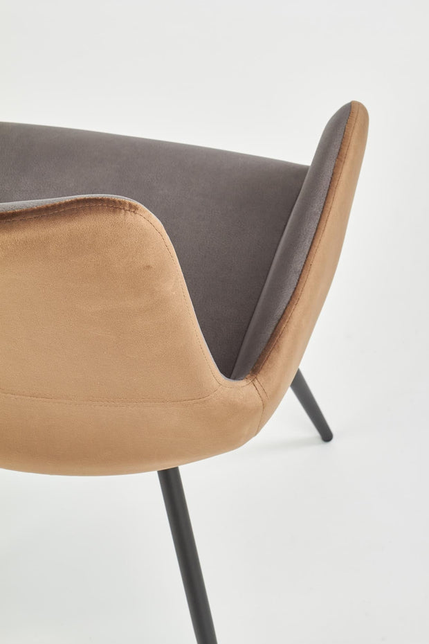 Halmar Scaun tapitat cu stofa si picioare metalice Kai-392 Velvet Gri Inchis / Maro / Negru, l53xA60xH82 cm