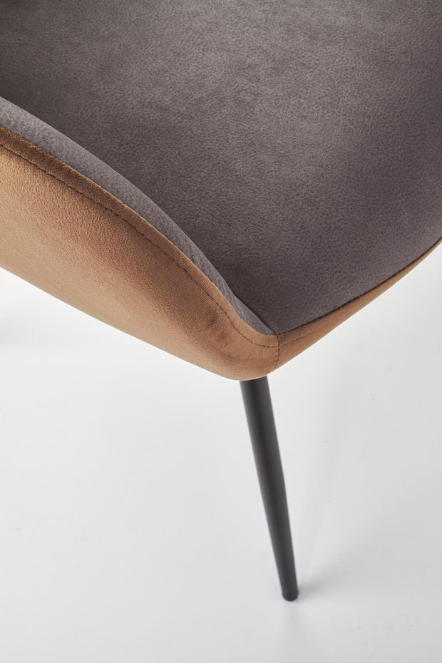 Halmar Scaun tapitat cu stofa si picioare metalice Kai-392 Velvet Gri Inchis / Maro / Negru, l53xA60xH82 cm