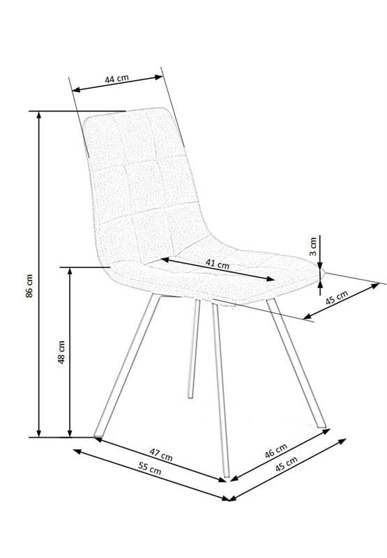 Halmar Scaun tapitat cu stofa si picioare metalice Kai-402 Bej / Negru, l45xA55xH86 cm