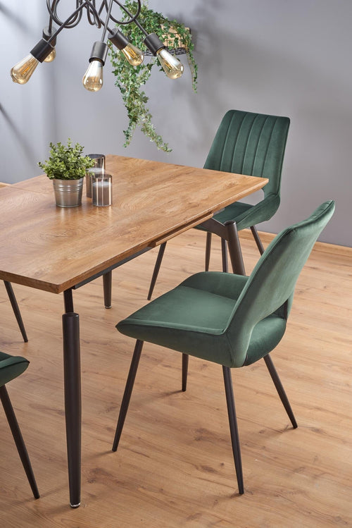 Halmar Scaun tapitat cu stofa si picioare metalice, Kai-404 Velvet Verde Inchis / Negru, l52xA58xH88 cm