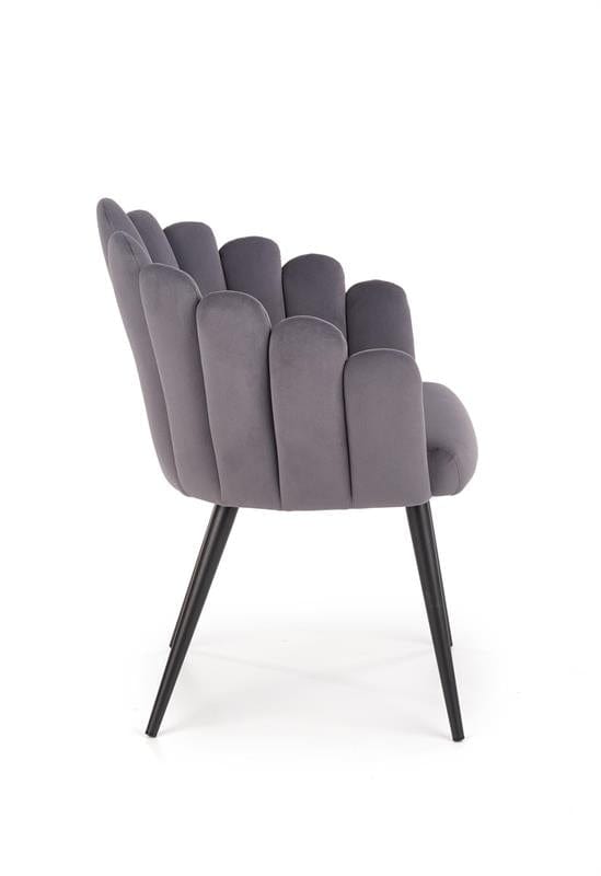Halmar Scaun tapitat cu stofa si picioare metalice, Kai-410 Velvet Gri / Negru, l62xA62xH85 cm