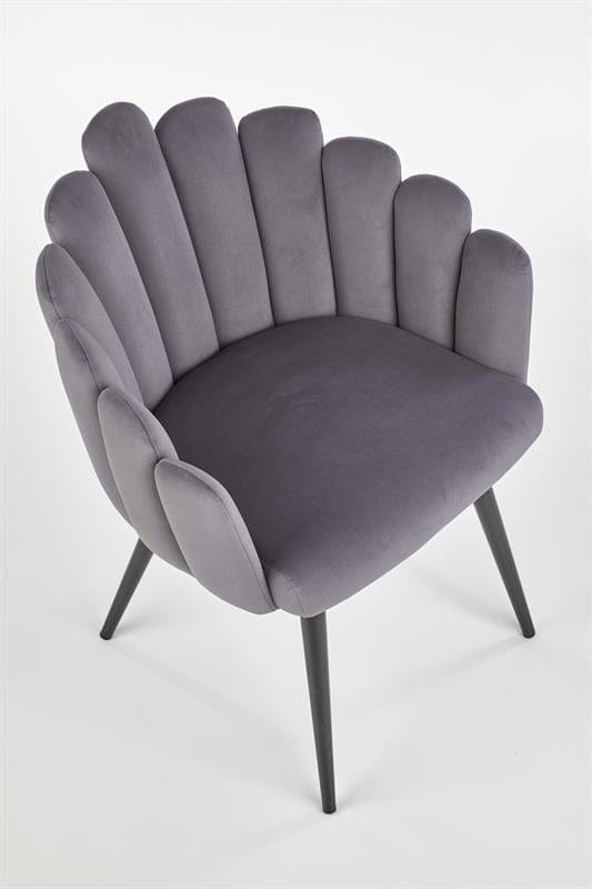Halmar Scaun tapitat cu stofa si picioare metalice, Kai-410 Velvet Gri / Negru, l62xA62xH85 cm