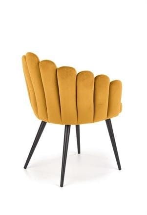 Halmar Scaun tapitat cu stofa si picioare metalice, Kai-410 Velvet Mustariu / Negru, l62xA62xH85 cm
