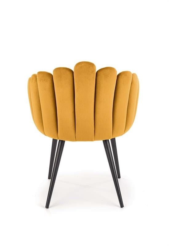 Halmar Scaun tapitat cu stofa si picioare metalice, Kai-410 Velvet Mustariu / Negru, l62xA62xH85 cm
