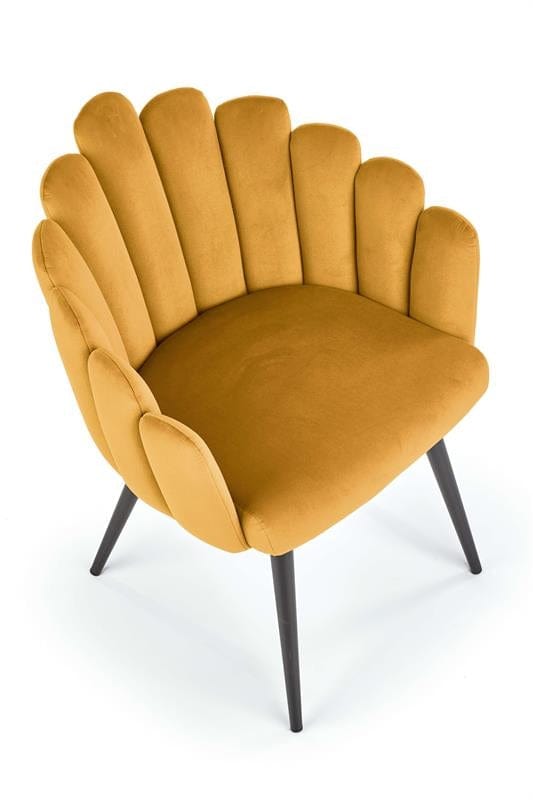 Halmar Scaun tapitat cu stofa si picioare metalice, Kai-410 Velvet Mustariu / Negru, l62xA62xH85 cm