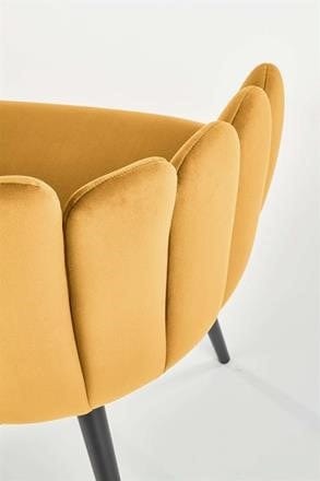 Halmar Scaun tapitat cu stofa si picioare metalice, Kai-410 Velvet Mustariu / Negru, l62xA62xH85 cm