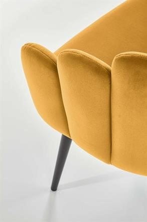 Scaun tapitat cu stofa si picioare metalice, Kai-410 Velvet Mustariu / Negru, l62xA62xH85 cm (8)