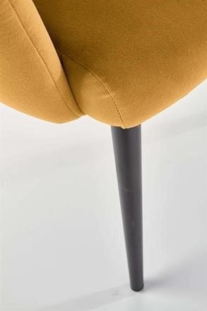 Halmar Scaun tapitat cu stofa si picioare metalice, Kai-410 Velvet Mustariu / Negru, l62xA62xH85 cm