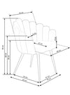 Halmar Scaun tapitat cu stofa si picioare metalice, Kai-410 Velvet Mustariu / Negru, l62xA62xH85 cm