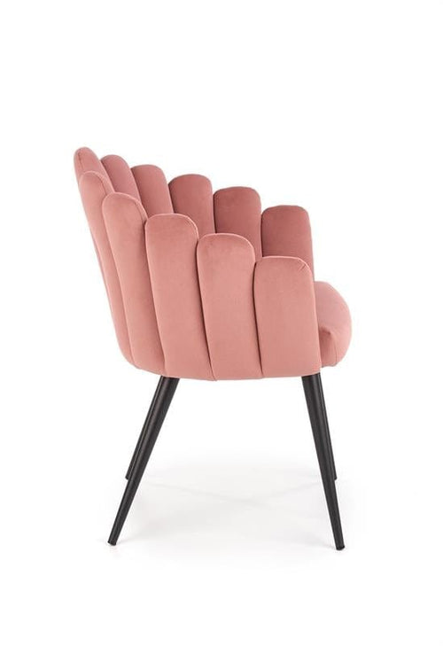 Halmar Scaun tapitat cu stofa si picioare metalice, Kai-410 Velvet Roz / Negru, l62xA62xH85 cm