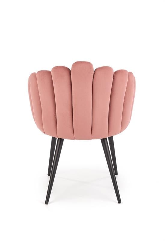 Halmar Scaun tapitat cu stofa si picioare metalice, Kai-410 Velvet Roz / Negru, l62xA62xH85 cm