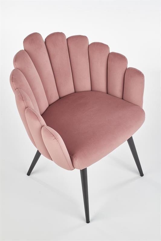 Halmar Scaun tapitat cu stofa si picioare metalice, Kai-410 Velvet Roz / Negru, l62xA62xH85 cm