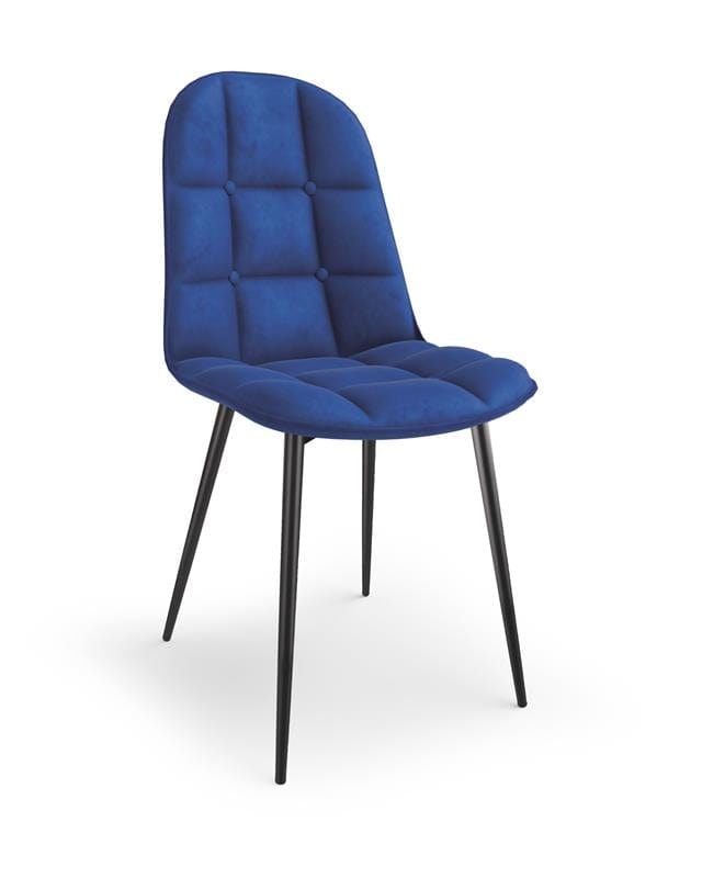Scaun tapitat cu stofa si picioare metalice, Kai-417 Velvet Albastru Inchis / Negru, l45xA56xH87 cm