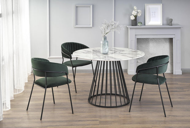 Halmar Scaun tapitat cu stofa si picioare metalice, Kai-426 Velvet Verde inchis / Negru, l57xA54xH79 cm