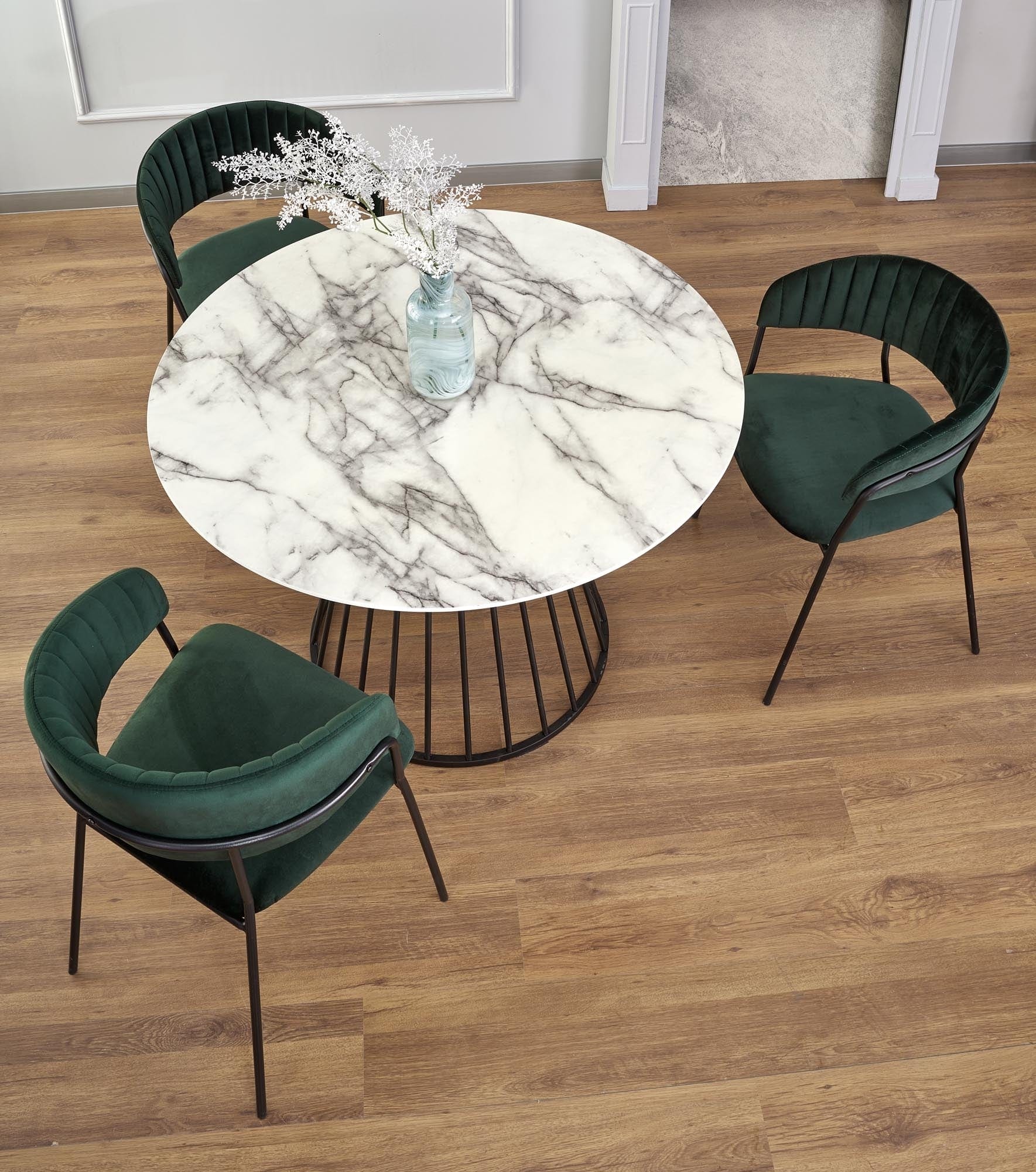Halmar Scaun tapitat cu stofa si picioare metalice, Kai-426 Velvet Verde inchis / Negru, l57xA54xH79 cm