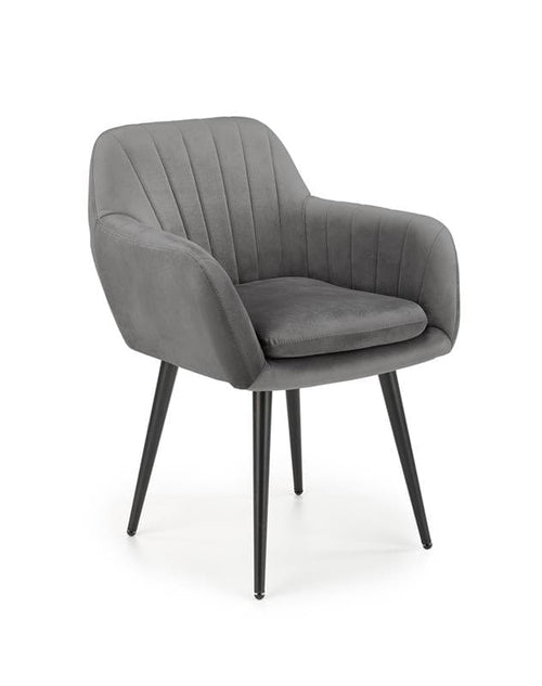 Halmar Scaun tapitat cu stofa si picioare metalice, Kai-429 Velvet Gri / Negru, l58xA53xH80 cm