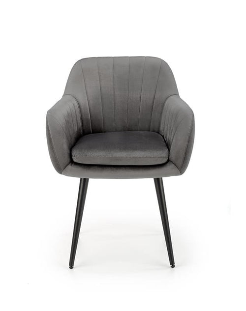 Halmar Scaun tapitat cu stofa si picioare metalice, Kai-429 Velvet Gri / Negru, l58xA53xH80 cm