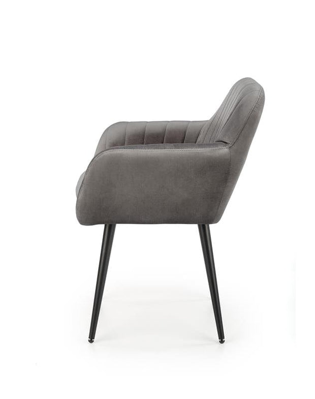 Halmar Scaun tapitat cu stofa si picioare metalice, Kai-429 Velvet Gri / Negru, l58xA53xH80 cm