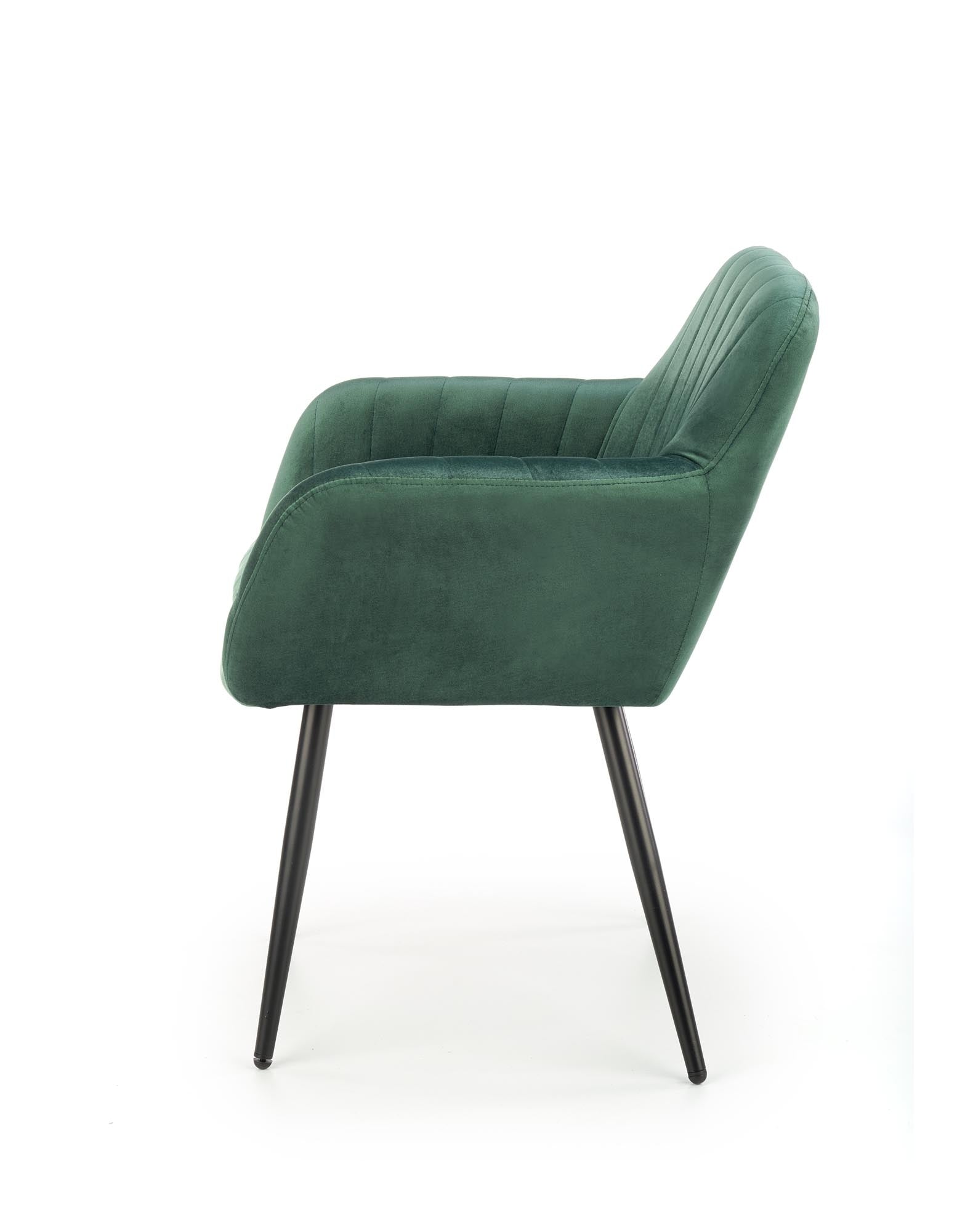 Halmar Scaun tapitat cu stofa si picioare metalice, Kai-429 Velvet Verde inchis / Negru, l58xA53xH80 cm