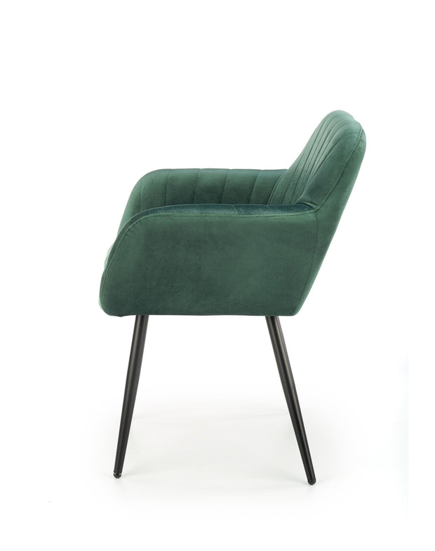 Halmar Scaun tapitat cu stofa si picioare metalice, Kai-429 Velvet Verde inchis / Negru, l58xA53xH80 cm