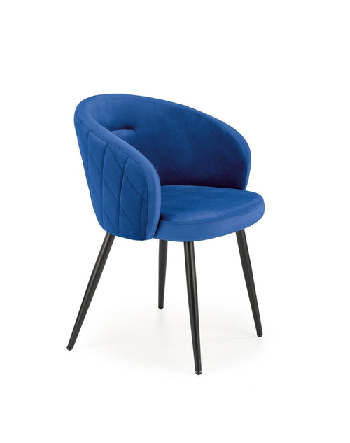 Halmar Scaun tapitat cu stofa si picioare metalice, Kai-430 Velvet Bleumarin / Negru, l61xA54xH77 cm