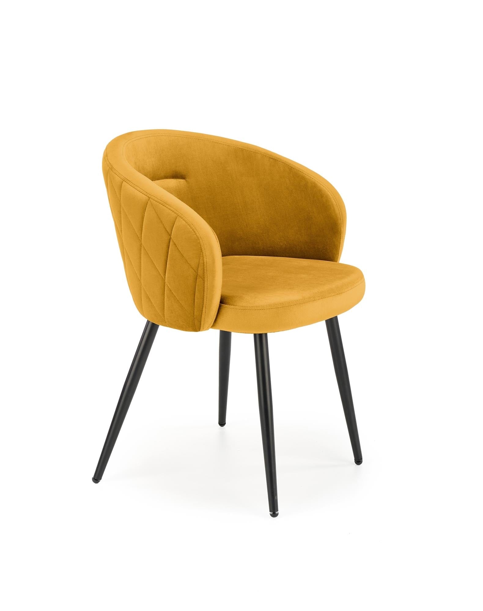 Halmar Scaun tapitat cu stofa si picioare metalice, Kai-430 Velvet Mustariu / Negru, l61xA54xH77 cm