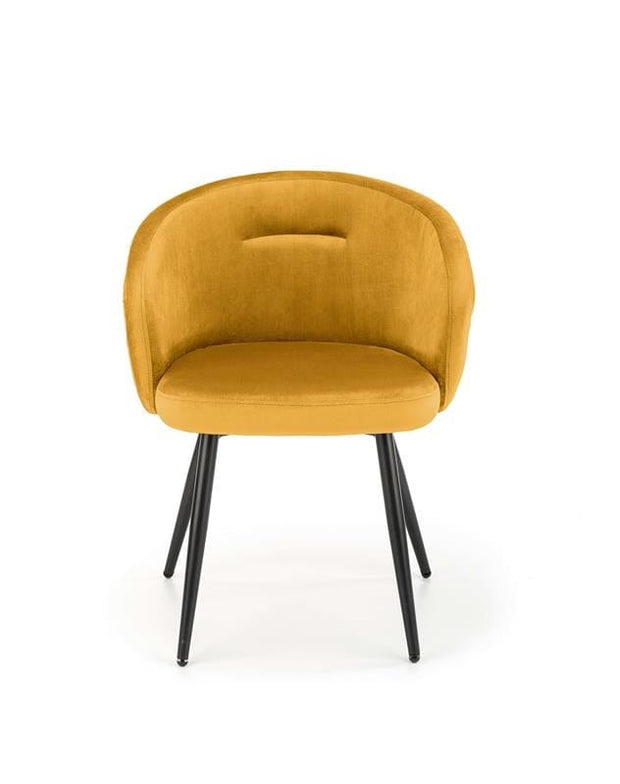 Halmar Scaun tapitat cu stofa si picioare metalice, Kai-430 Velvet Mustariu / Negru, l61xA54xH77 cm